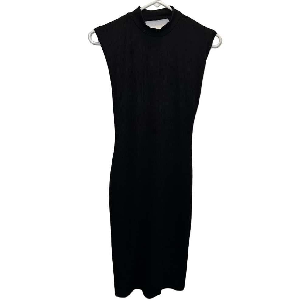 NanaMacs Ribbed Black Back Cutout Dress Size Small